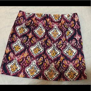 J Crew paisley mini skirt